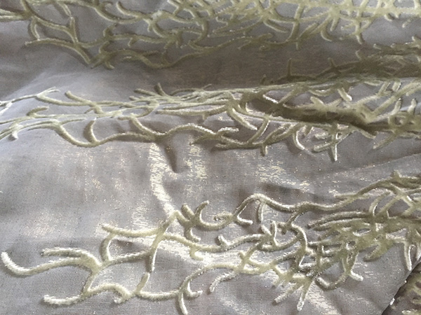 Silk velvet dyed printing burnt-out