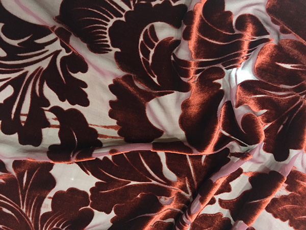 Silk velvet dyed printing burnt-out